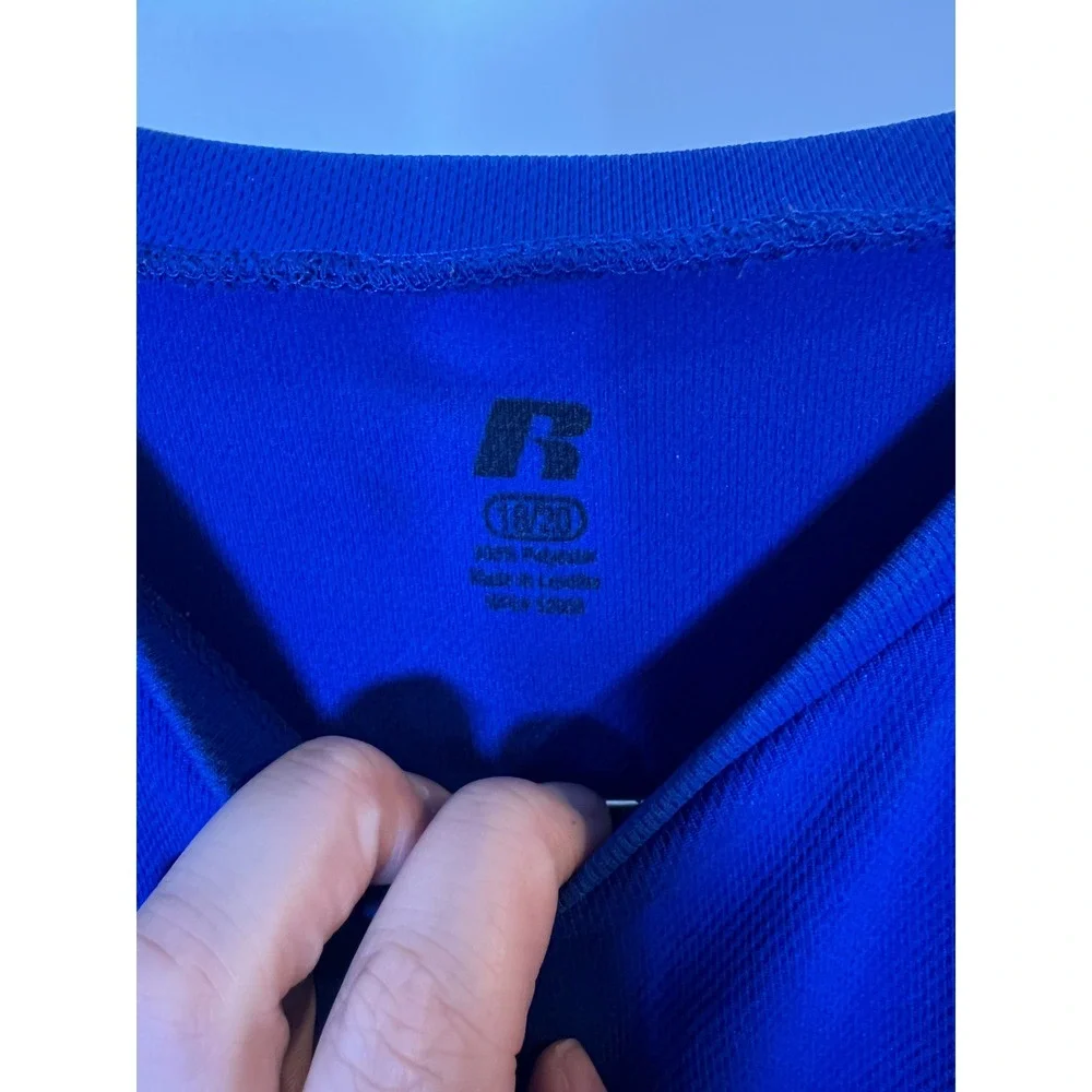 Russell Boys T-Shirt Performance Colorblock Blue Size L 18/20‎